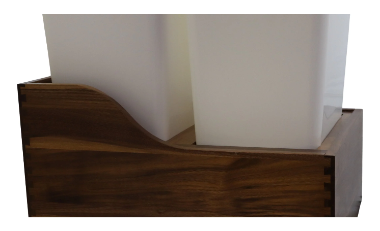 SlidingSusan™ Pull-Out Trashcan with Storage – Premium Walnut Wood